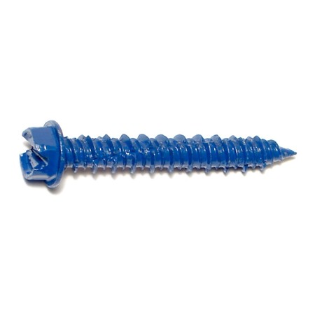 MIDWEST FASTENER Masonry Screw, 1/4" Dia., Hex, 1 3/4 in L, Steel Blue Ruspert, 100 PK 09267